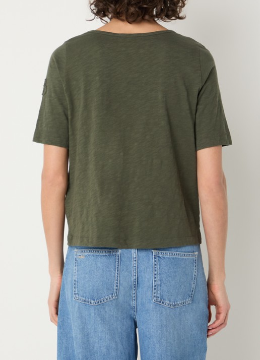 ba&sh Vina T-shirt met boothals - achterkant khaki