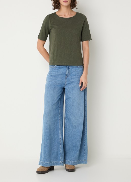 ba&sh Vina T-shirt met boothals - voorkant 4 khaki