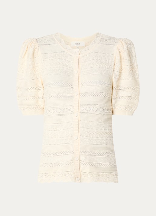 ba&sh Vinat blouse met broderie - voorkant 2 gebroken wit