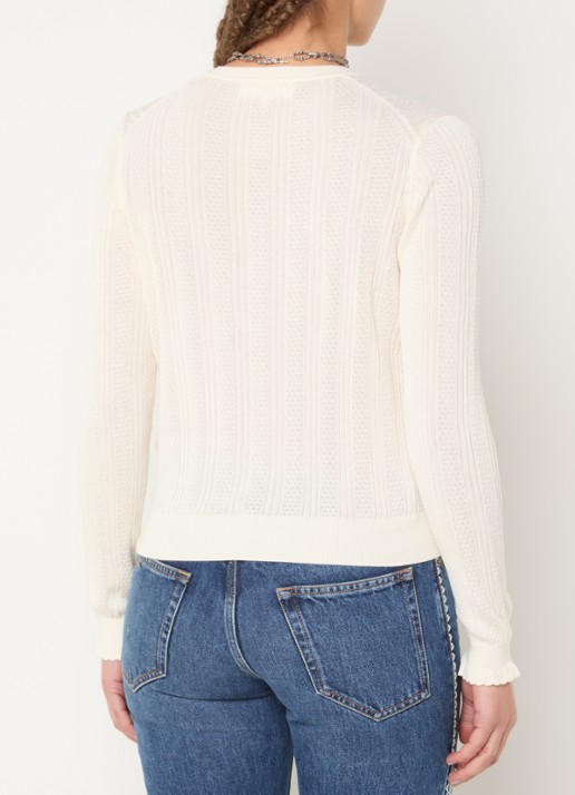 ba&sh Viviana fijngebreid vest met ronde hals - achterkant 3 creme