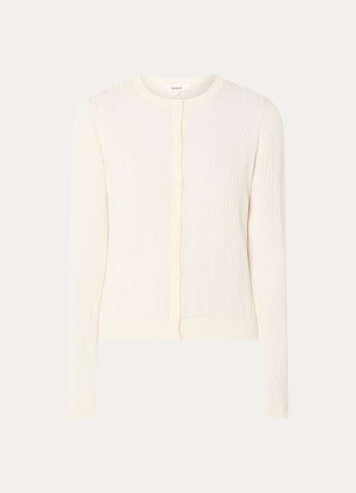 ba&sh Viviana fijngebreid vest met ronde hals - voorkant 5 creme