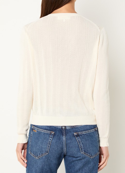 ba&sh Viviana fijngebreid vest met ronde hals - achterkant 4 creme
