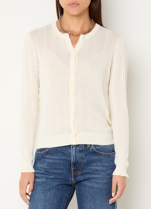 ba&sh Viviana fijngebreid vest met ronde hals - detail 2 creme