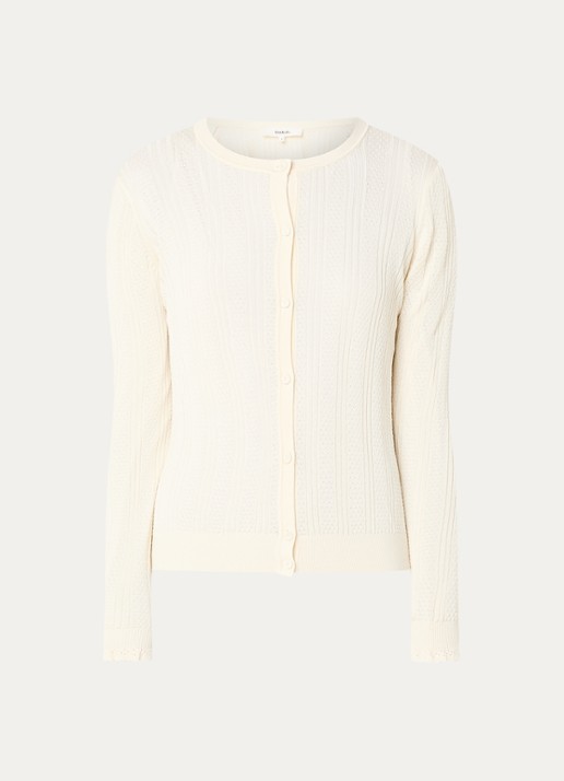 ba&sh Viviana fijngebreid vest met ronde hals - voorkant 7 creme