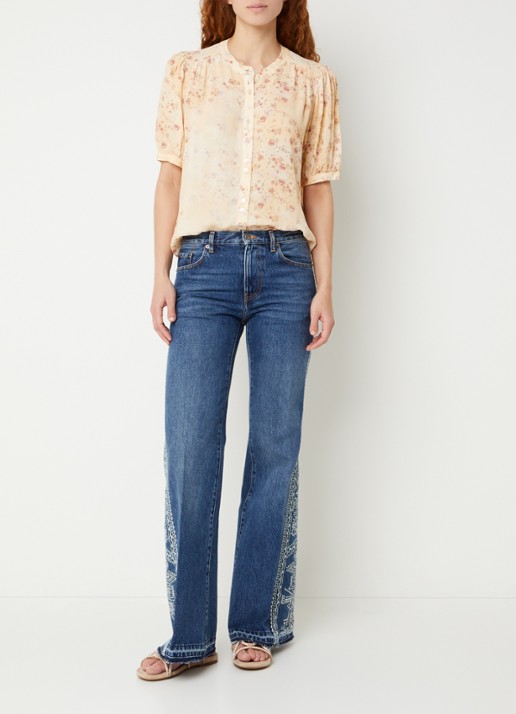 ba&sh Vivy low waist flared jeans met medium wassing - voorkant 2 indigo
