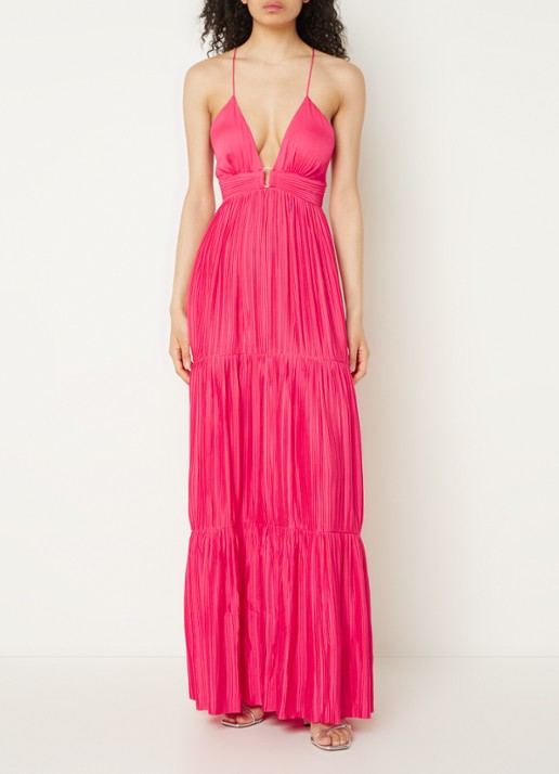 ba&sh Wasta maxi jurk met plissé   - detail 4 fuchsia
