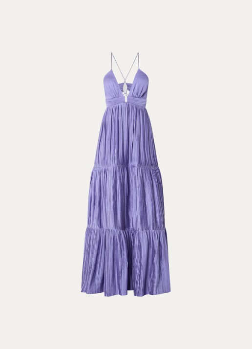ba&sh Wasta maxi jurk met rugdecolleté - voorkant lavendel