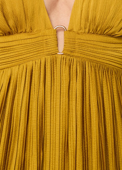ba&sh Wasta maxi jurk met rugdecolleté - detail 2 okergeel