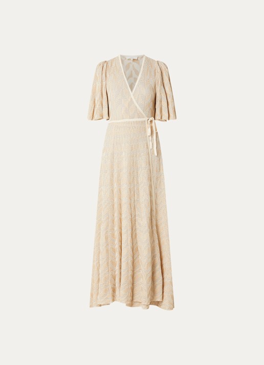 ba&sh Weena maxi wikkeljurk met lurex - voorkant goud