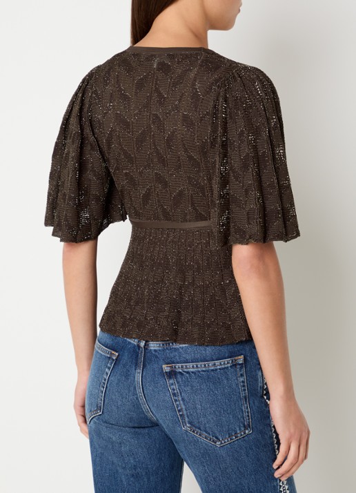 ba&sh Wendy wikkeltop met lurex - achterkant donkerbruin