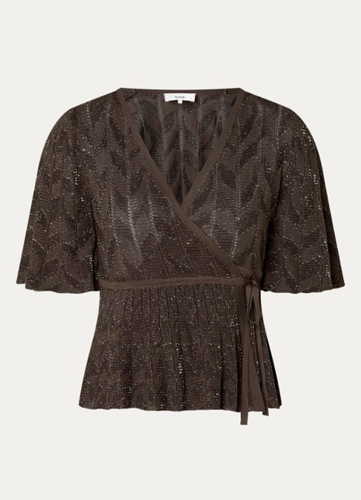 ba&sh Wendy wikkeltop met lurex - voorkant 3 donkerbruin
