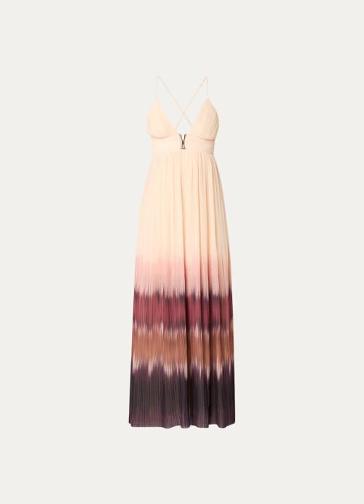 ba&sh Wila maxi jurk met dip-dye dessin en plissé - voorkant 3 lichtroze