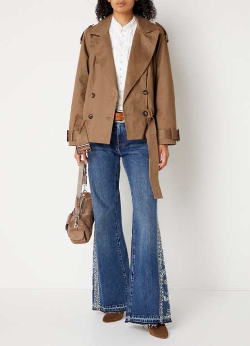 ba&sh Winnie trenchcoat met strikceintuur en steekzakken - voorkant 2 camel