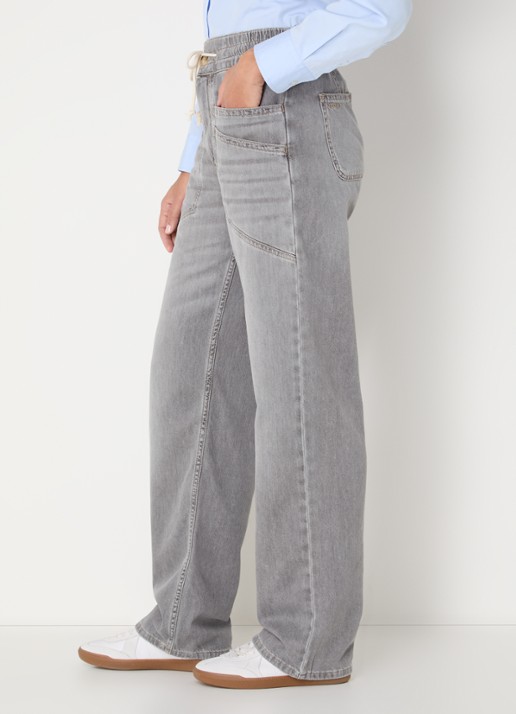 ba&sh Yima high waist straight leg jeans met gekleurde wassing - detail 2 grijs
