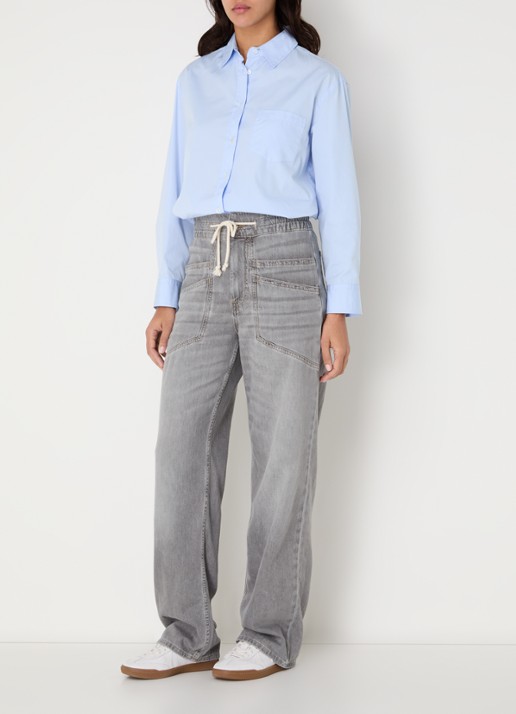 ba&sh Yima high waist straight leg jeans met gekleurde wassing - voorkant 4 grijs