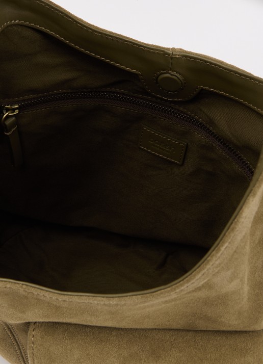 ba&sh YouYou crossbodytas van kalfssuède met verstelbare schouderriem - detail 2 khaki