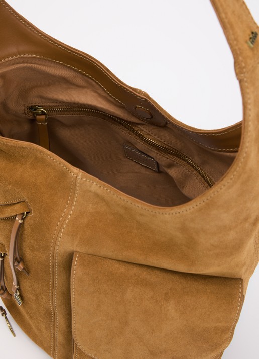 ba&sh YouYou crossbodytas van kalfssuède met verstelbare schouderriem - detail 2 camel