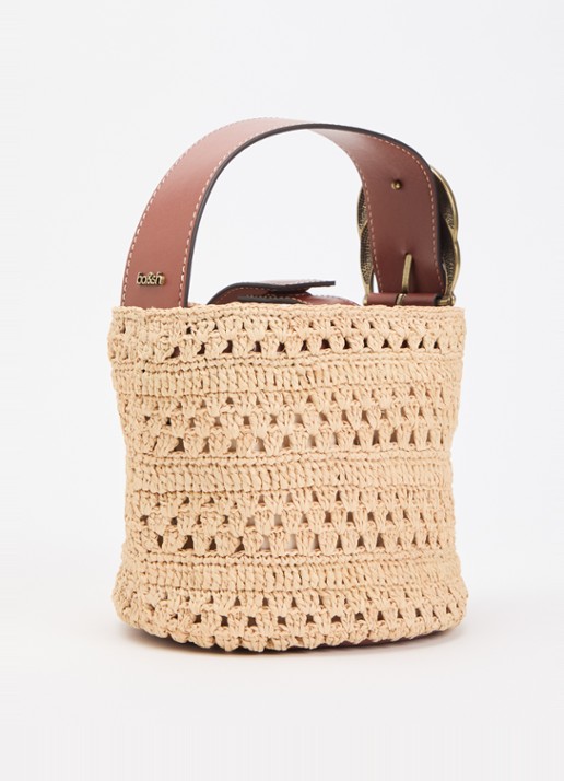 ba&sh YouYou handtas met afneembare schouderriem - achterkant beige