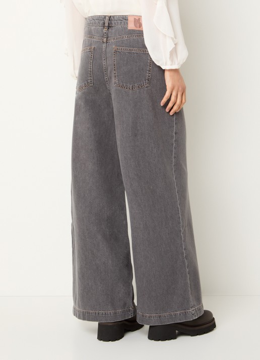 ba&sh Yusc high waist wide leg jeans met gekleurde wassing - achterkant 4 lichtgrijs