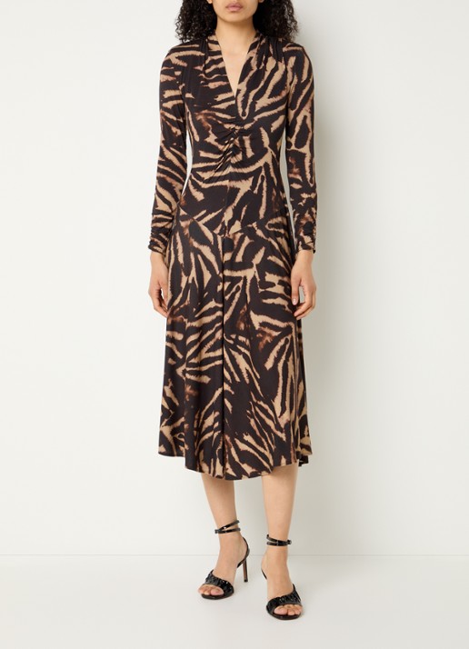 ba&sh Zahirah midi jurk met zebraprint