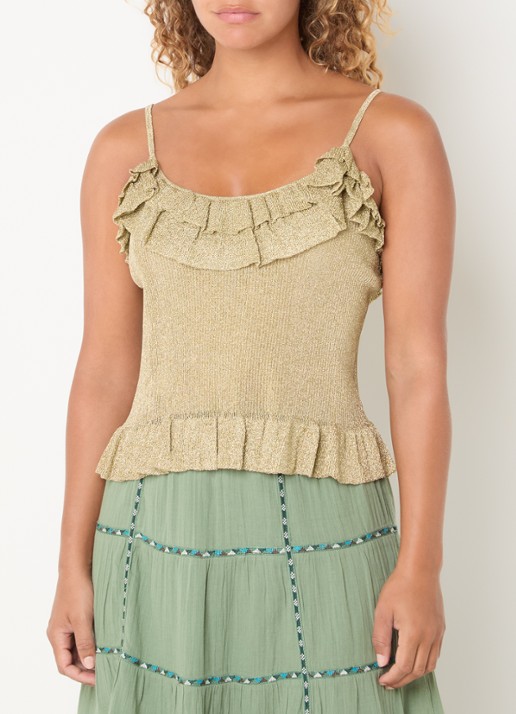 ba&sh Zaria spaghettitop met lurex en volant