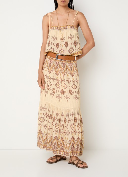 ba&sh Zaya maxi rok met lurex en print - voorkant 3 geel