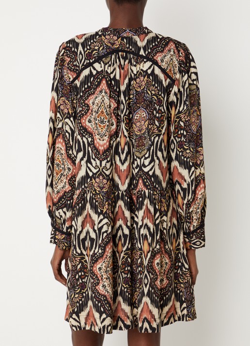 ba&sh Zaza mini tuniekjurk met print - achterkant zwart