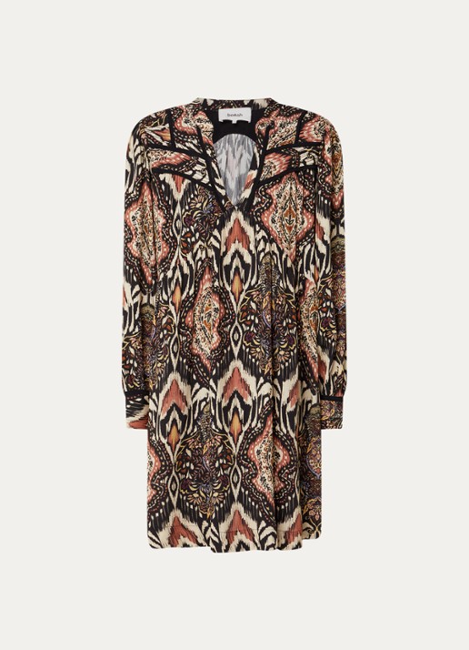 ba&sh Zaza mini tuniekjurk met print - voorkant 2 zwart