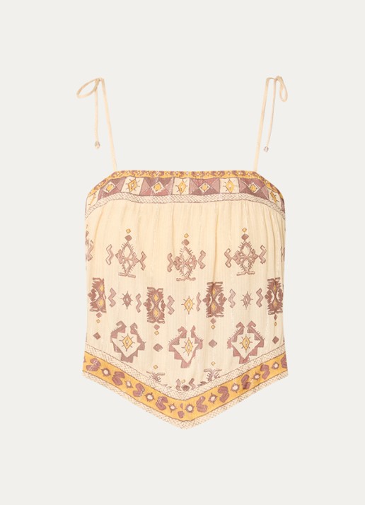 ba&sh Zelie top met print - voorkant 2 geel
