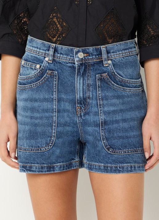 ba&sh Zevy high waist straight fit korte broek van denim