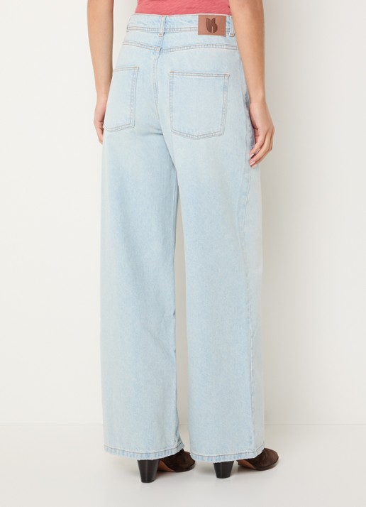 ba&sh Zoel mid waist wide leg jeans met lichte wassing - achterkant 3 indigo