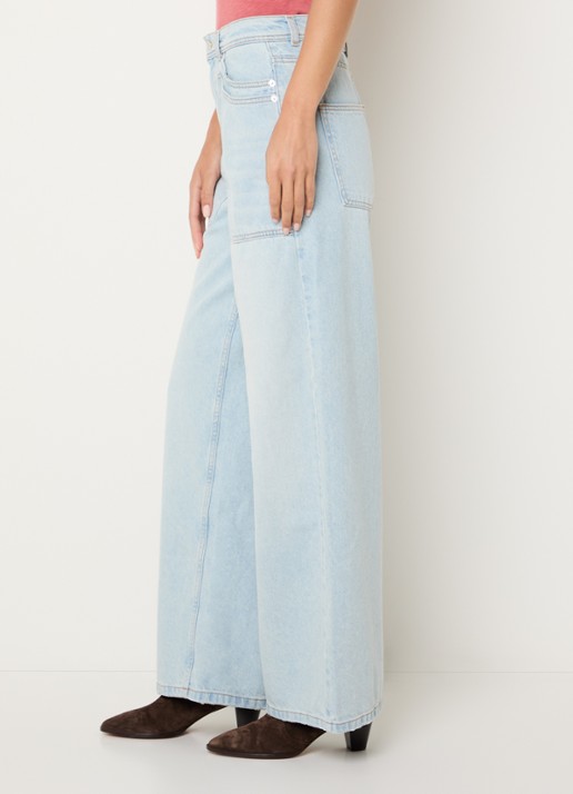 ba&sh Zoel mid waist wide leg jeans met lichte wassing - detail 5 indigo