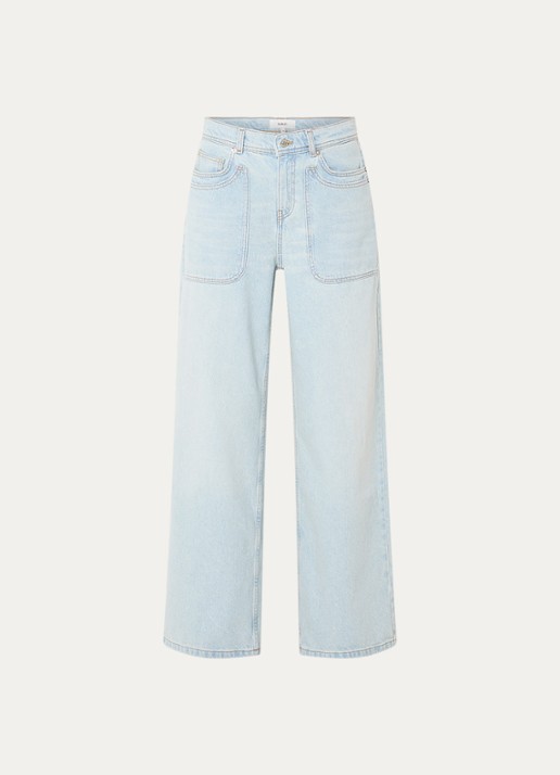 ba&sh Zoel mid waist wide leg jeans met lichte wassing - voorkant indigo