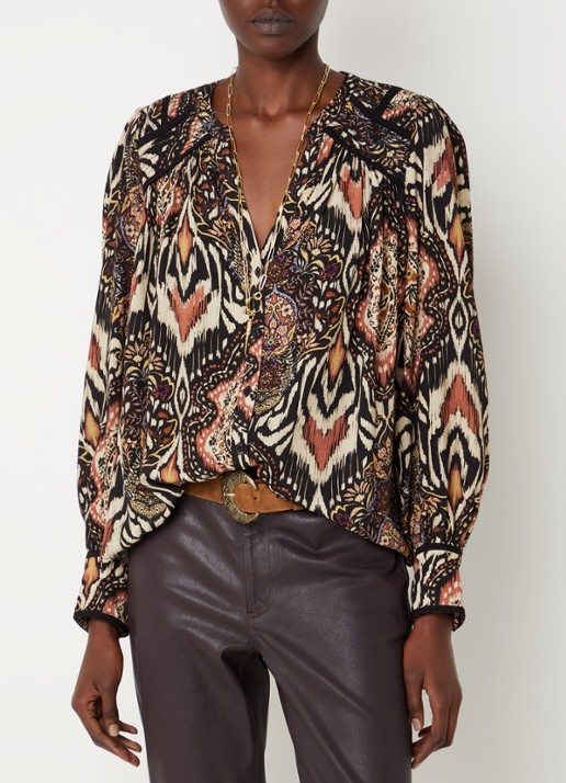 ba&sh Zolie blouse met print - detail zwart