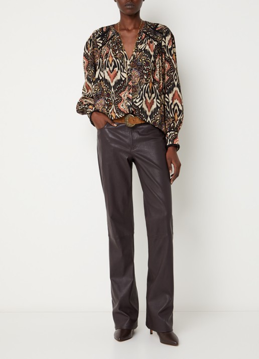 ba&sh Zolie blouse met print - voorkant 4 zwart