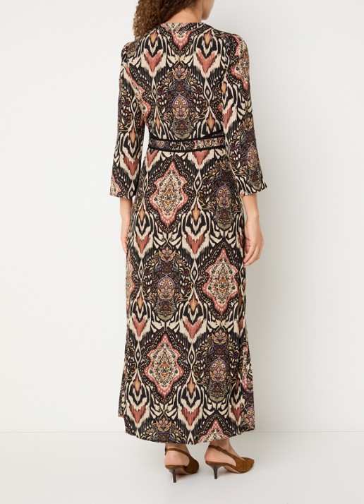 ba&sh Zonoa maxi jurk met print - achterkant 2 zwart