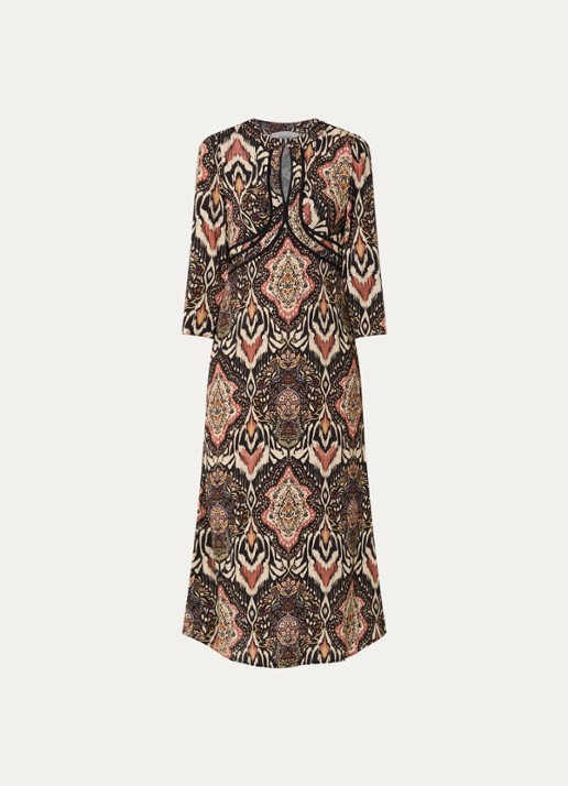 ba&sh Zonoa maxi jurk met print - voorkant 3 zwart