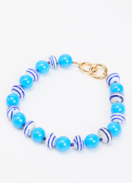 Babs The Label Azzura kralenketting verguld - detail 3 blauw