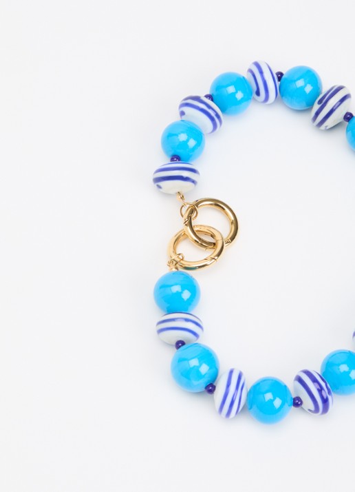 Babs The Label Azzura kralenketting verguld - detail 4 blauw