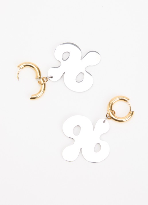 Babs The Label BB oorringen verguld met hanger - detail 3 zilver