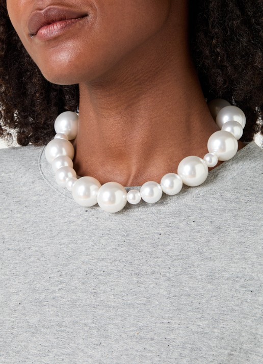 Babs The Label Big Pearl kralenketting verguld - voorkant 2 creme