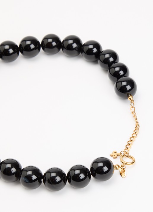 Babs The Label Midnight Black kralenketting verguld - detail 4 zwart