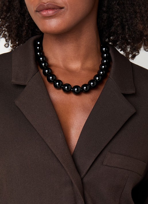 Babs The Label Midnight Black kralenketting verguld - voorkant 2 zwart