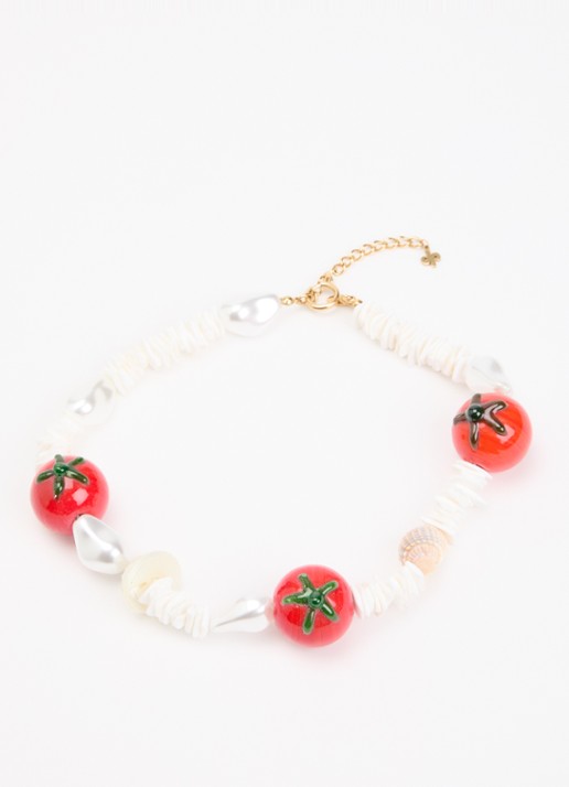Babs The Label Pomodoro Pearl ketting verguld - detail wit