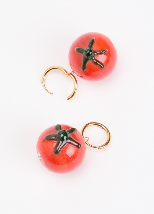 Babs The Label Pomodoro Pop oorringen verguld met hanger - detail 3 oranjerood
