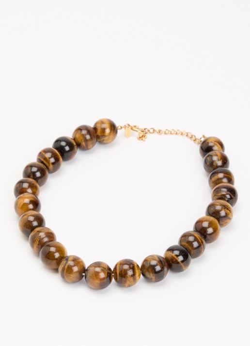 Babs The Label Tiger Eye kralenketting verguld - detail bruin