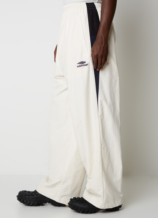 Balenciaga 3B Sports Icon mid waist loose fit trackpants met logo - detail 5 gebroken wit