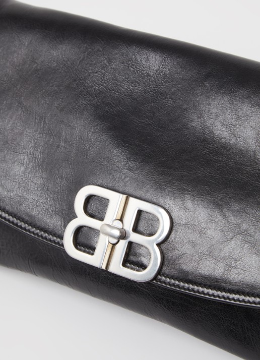 Balenciaga BB flap clutch van kalfsleer - detail 4 zwart