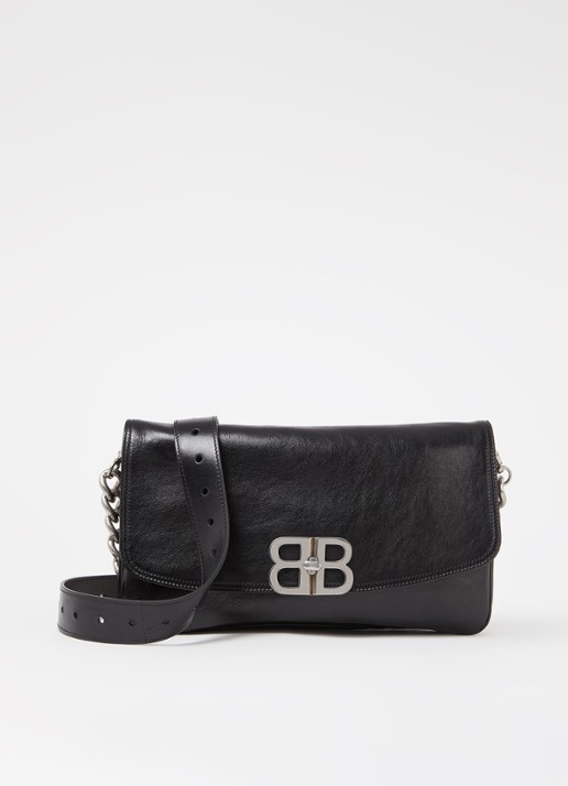 Balenciaga BB flap clutch van kalfsleer - voorkant 5 zwart