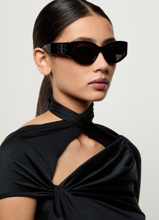 Balenciaga Cat Eye zonnebril BB0324SK - voorkant 2 zwart